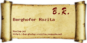 Berghofer Rozita névjegykártya